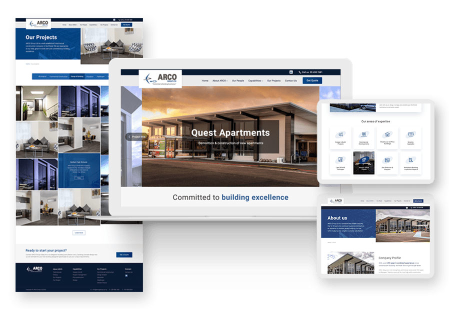 Novait Academy created the website for construction company ARCO to present their services